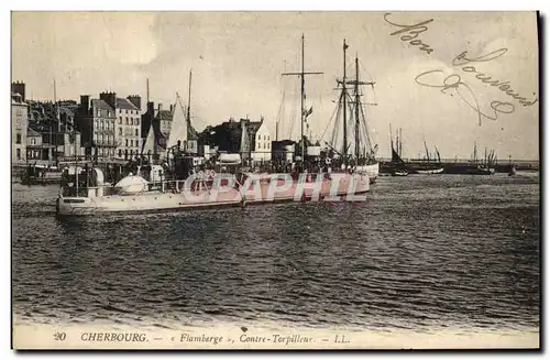 Cartes postales Bateau de Guerre Cherbourg Flamberge Contre torpilleur