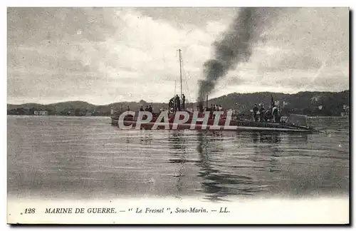 Cartes postales Bateau de Guerre Le Fresnel Sous marin