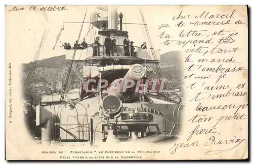 Ansichtskarte AK Bateau de Guerre Arriere du Formidable Le President de la Republique Felix Faure et sa suite sur