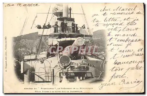 Cartes postales Bateau de Guerre Arriere du Formidable Le President de la Republique Felix Faure et sa suite sur