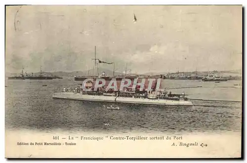 Ansichtskarte AK Bateau de Guerre Le Francisque Contre torpilleur sortant du port