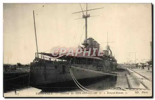 Ansichtskarte AK Bateau de Guerre Ferryville Arsenal de Sidi Abdallah L'Ernest Renan