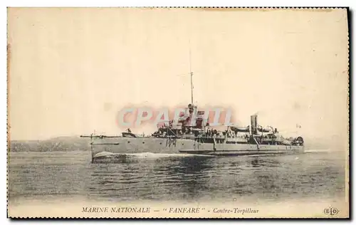 Cartes postales Bateau de Guerre Fanfare Contre torpilleur