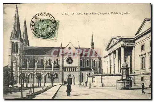 Cartes postales Pau Eglise Saint Jacques et Palais de Justice