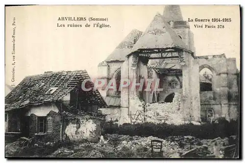 Cartes postales Militaria Arvillers Les ruines de l'eglise