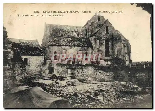 Cartes postales Militaria Eglise de Saint Marc Aisne