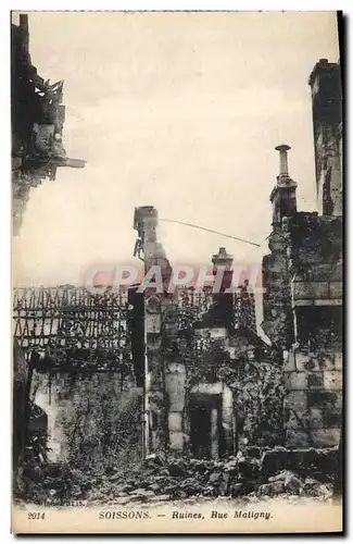 Ansichtskarte AK Militaria Soissons Ruines Rue Matigny