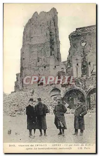 Cartes postales Militaria Arras Ce qui reste du beffroi apres les bombardements successifs