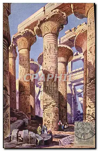 Ansichtskarte AK Egypte Egypt Temple a Karnak Timbre Levant