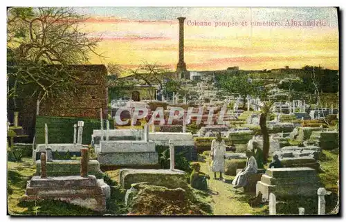 Cartes postales Egypte Egypt Colonne pompeo et Cimetiere Alexandrie