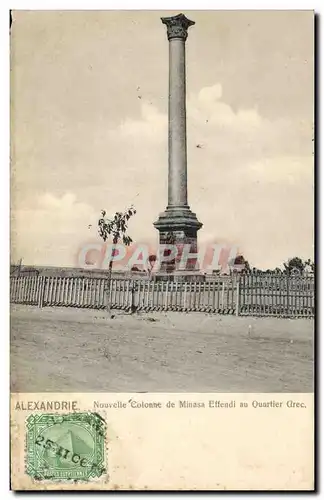 Ansichtskarte AK Egypte Egypt Alexandrie Nouvelle colonne de Minasa Effendi au Quartier Grec