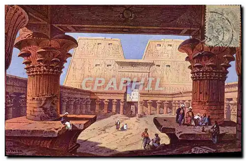 Ansichtskarte AK Egypte Egypt Temple d'Edfou Timbre Levant