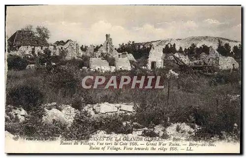 Cartes postales Militaria Berry au Bac Ruines du village Vue vers le Cote 108