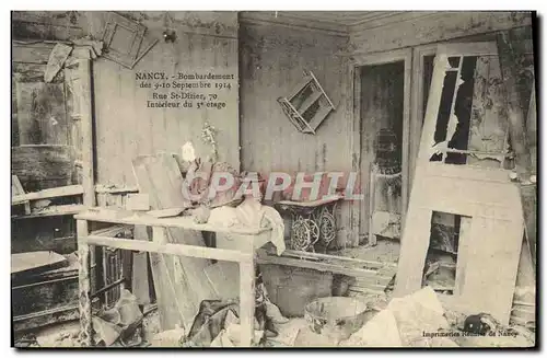 Cartes postales Militaria Nancy Bombardement Rue St Dizier Interieur du 3eme etage