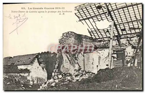 Cartes postales Militaria Notre Dame de Lorette apres le passage des Barbares