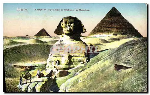 Ansichtskarte AK Egypte Egypt Le sphynx et les pyramides de Cheffren et de Mycerinus