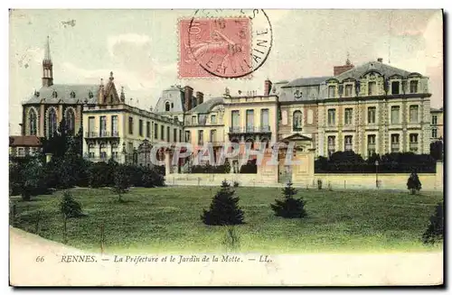 Cartes postales Rennes La Prefecture et le jardin de la Motte