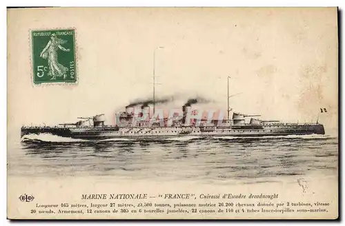 Ansichtskarte AK Bateau de guerre France Cuirasse d'escadre Dreadnought