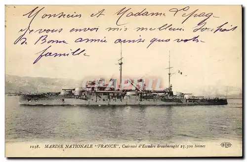 Ansichtskarte AK Bateau de guerre France Cuirasse d'escadre Dreadnought