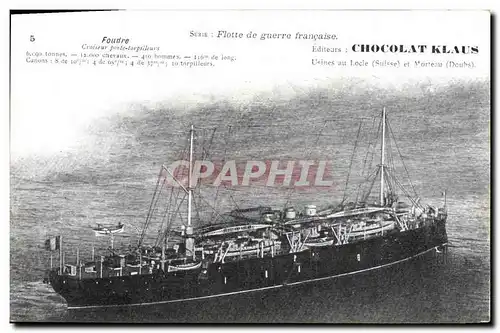 Ansichtskarte AK Bateau de guerre Foudre Croiseur porte torpilleurs Chocolat Klaus