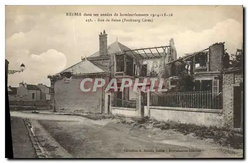 Cartes postales Militaria Reims Rue de Beine Faubourg Ceres