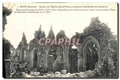 Cartes postales Militaria Roye Ruines de l'eglise Saint Pierre ancienne cathedrale du Santerre