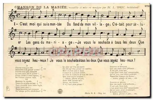 Ansichtskarte AK Folklore Chanson de la mariee Mariage