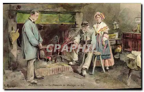 Cartes postales Folklore Auvergne La demande en mariage