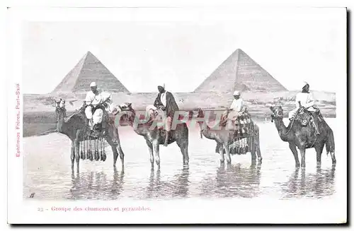 Cartes postales Egypt Egypte Groupe de chasseurs et pyramides