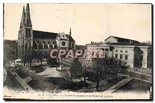 Ansichtskarte AK Pau L'eglise St Jacques et le Palais de Justice