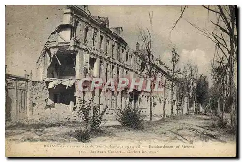 Cartes postales Militaria Reims de bombardements 1914 Boulevard Gerbert
