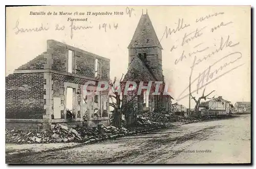 Cartes postales Militaria Bataille de la Marne 6 au 12 septembre 1914 Faremont