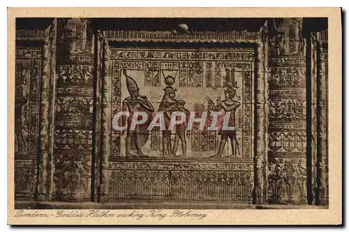 Cartes postales Egypt Egypte Dendera Goddess Hathor asking King Ptolomey