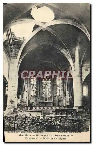 Cartes postales Militaria Bataille de la Marne 6 au 12 Septembre 1914 Nettancourt interieur de l'Eglise