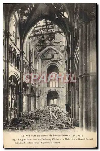 Cartes postales Militaria Reims dans ses annees de bombardements 1914 1917 L'Eglise Saint Andre Faubourg Ceres