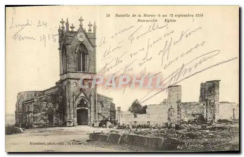 Ansichtskarte AK Militaria Bataille de la Marne 6 au 12 Septembre 1914 Sommeille Eglise