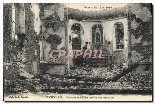 Ansichtskarte AK Militaria Guerre de 1914 1915 Fenneviller Interieur de l'Eglise apres le bobardement