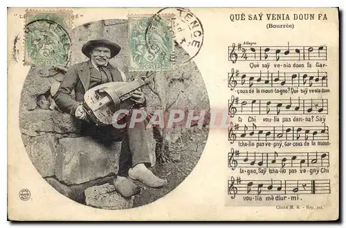 Cartes postales Folklore Bourree d'Auvergne sur la chanson que say venia doun fa