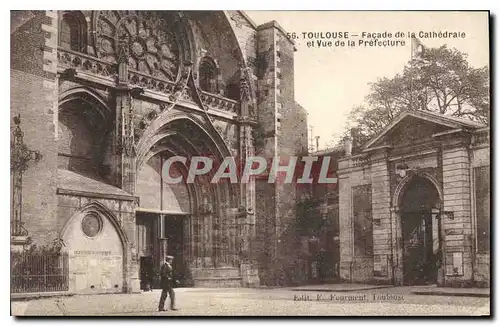 Cartes postales Toulouse Facade de la Cathedrale et Vue de la Prefecture