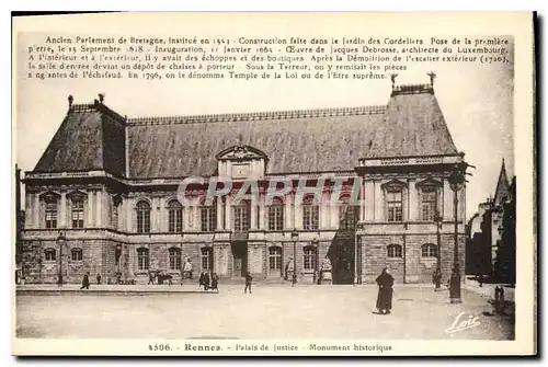 Cartes postales Rennes Palais de Justice Monument historique Ancien parlemet de Bretagne institue en 1551