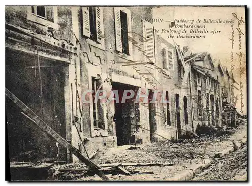 Cartes postales Militaria Verdun Faubourg de Belleville apres le bombardement
