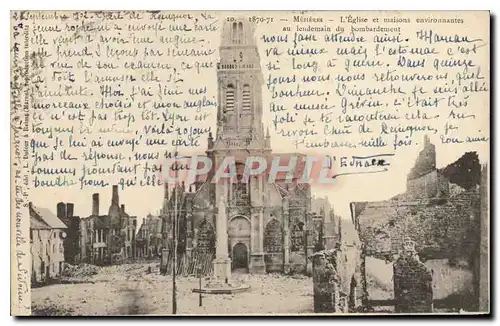 Cartes postales Militaria Mezieres l'Eglise et maisons environnantes au lendemain du bombardement