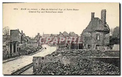 Ansichtskarte AK Militaria Ham en ruines rue du General Foy et Notre Dame