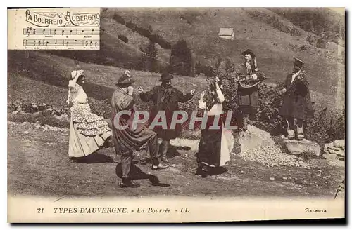 Cartes postales Folklore Types d'Auvergne la Bourree