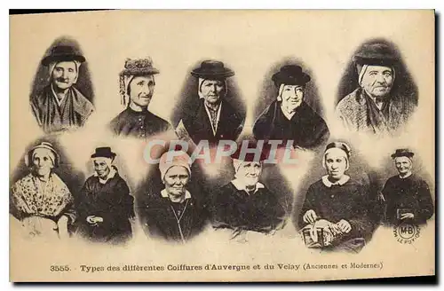 Ansichtskarte AK Folklore Types des differentes coiffures d'Auvergne et Velay anciennes et modernes