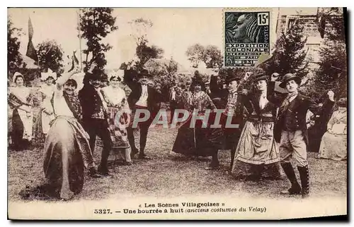 Ansichtskarte AK Folklore Les Scenes villageoises une Bourree a buit anciens costume du Velay