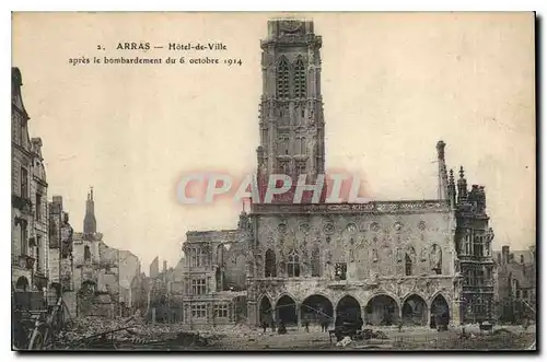 Ansichtskarte AK Militaria Arras hotel de ville apres le bombardement du 6 octobre 1914