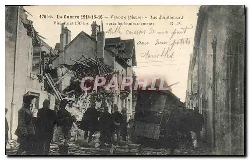 Cartes postales Militaria La guerre 1914 15 16 Verdun rue d'Authouard apres le bombardement