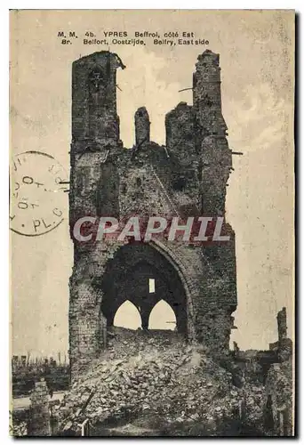 Cartes postales Militaria Ypres beffroi cote Est