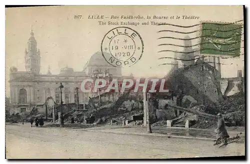 Cartes postales Militaria Lille Rue Faidherhe la Bourse et le Theatre